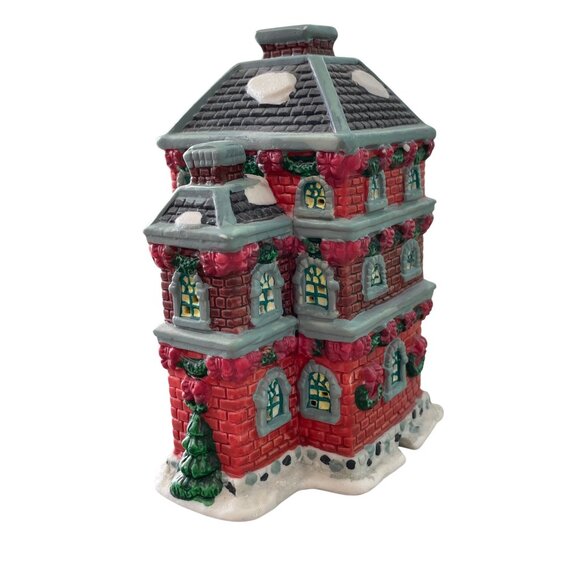 Vintage 1998 Trim A Home Fire Station Ceramic Light Up Village House Christmas - Picture 1 of 7